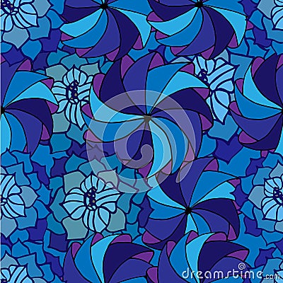 Plant background with flower drawing blue Stock Photo