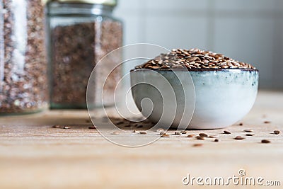 Plant based diet with linseed flaxseed Stock Photo