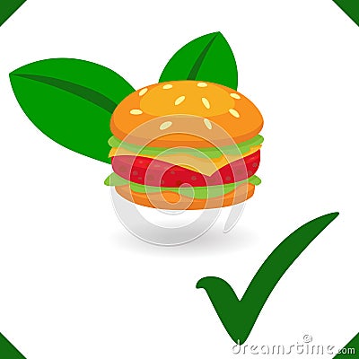 Plant based Meat with hamburger Vector Illustration