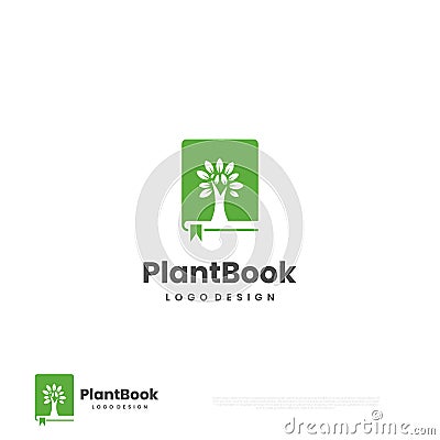 plant book logo design, book combine with tree logo. plant learning logo concept Vector Illustration