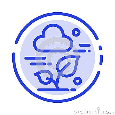 Plant, Cloud, Leaf, Technology Blue Dotted Line Line Icon Vector Illustration