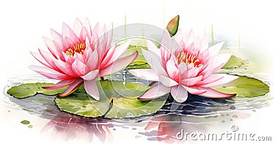 Plant lotus summer nature water waterlily beauty pond flower background pink green blossom Stock Photo