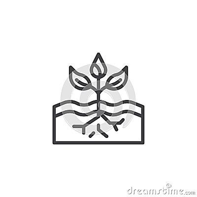 Plant in soil outline icon Vector Illustration