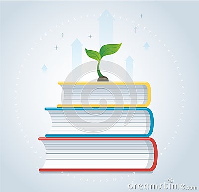 Plant growth on the books icon design vector illustration, education concepts Vector Illustration