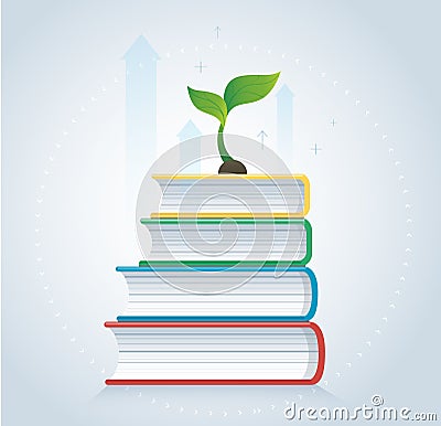 Plant growth on the books icon design vector illustration, education concepts Vector Illustration
