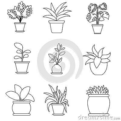 Plant icon vector set. garden illustration sign collection. grower symbol. herb logo. Cartoon Illustration