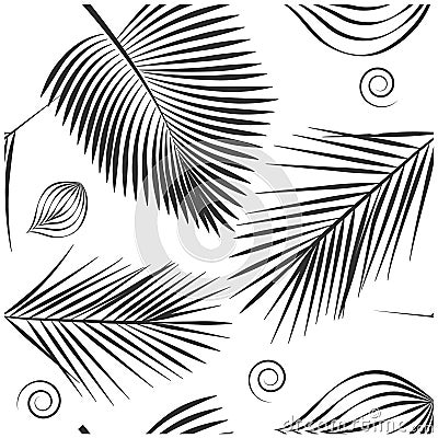 Plant pattern with palm leaves Vector Illustration