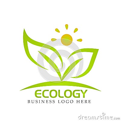 Plant, people, natural logo, health, sun, leaves botany, ecology, symbol and icon on white background Cartoon Illustration