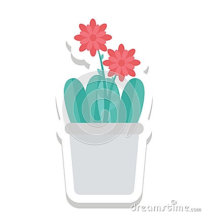 Plant, Pot, Potted Plant Color Isolated Vector Icon Vector Illustration