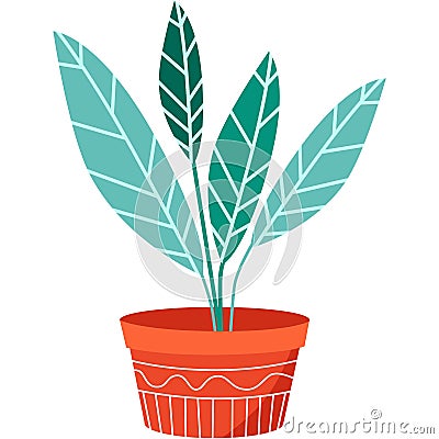Plant in pot vector flat flower flowerpot icon Cartoon Illustration