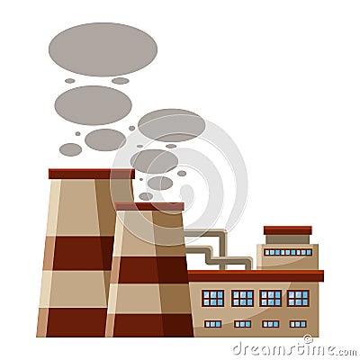Plant produces smoke from chimneys icon Vector Illustration