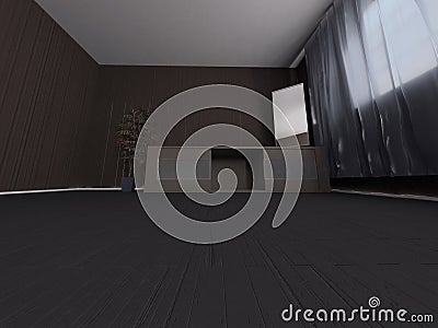 A plant in the room, 3d Stock Photo