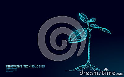 Plant sprout ecological abstract concept. 3D render seedling tree leaves. Save planet nature environment grow life eco Vector Illustration