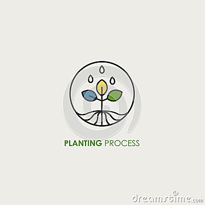 Plant sprout sign. Ecology environment symbol in circle on white background. Vector Illustration