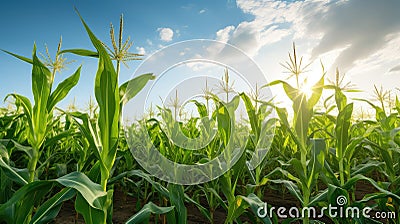 plant sweet corn growing Cartoon Illustration