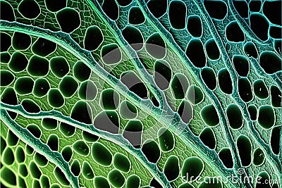 Plant tissue structure section tissue of stem plant, creative digital illustration painting Cartoon Illustration