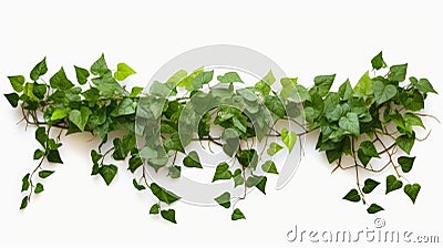 Plant vine green ivy leaves tropic hanging, climbing isolated on white background. Clipping path Stock Photo