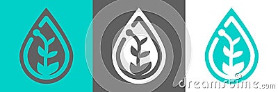 Plant in waterdrop icon Vector Illustration