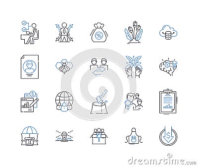 Plantation industry line icons collection. Slavery, Agriculture, Harvest, Crop, Field, Plantation, Labor vector and Vector Illustration