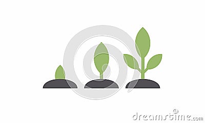 Planting seed sprout in ground Vector Illustration