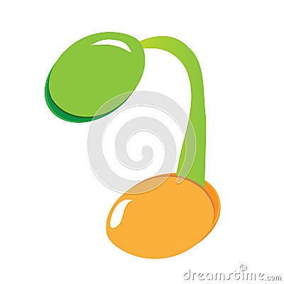 Planting seed sprout in ground. Symbol grow sapling. Icon, flat isolated on white background. Vector Cartoon Illustration