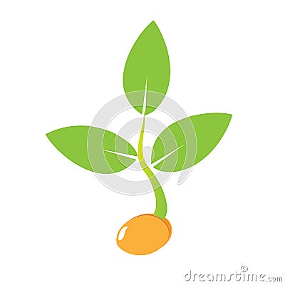 Planting seed sprout in ground. Symbol grow sapling. Icon, flat isolated on white background. Vector Vector Illustration