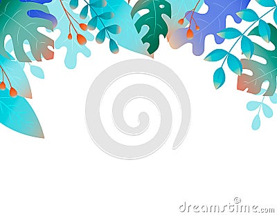 Plants and fantasy leaves - background for banners, packaging, posters Vector Illustration