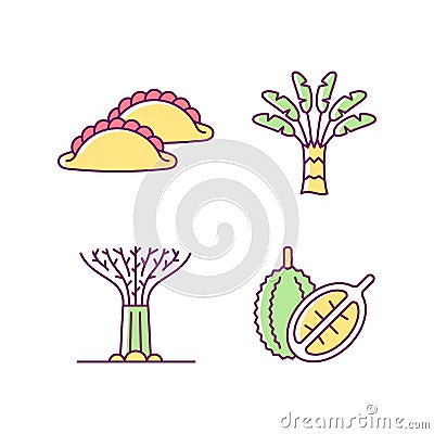 Plants in Singapore RGB color icons set Vector Illustration