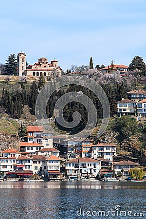 Plaosnik Or Saint Kliment Church and Ohrid Lake, Macedonia Stock Photo