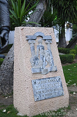 Plaque for Blas Infante, Father of Andalusian Nationalism, Ronda, MÃ¡laga, Andalusia Editorial Stock Photo