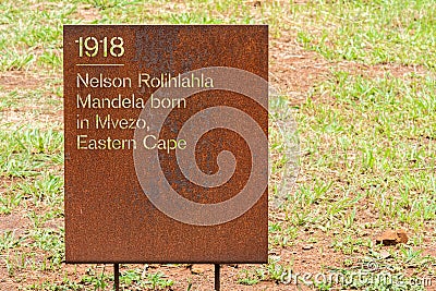 A plaque marking Nelson Mandela`s birth Editorial Stock Photo