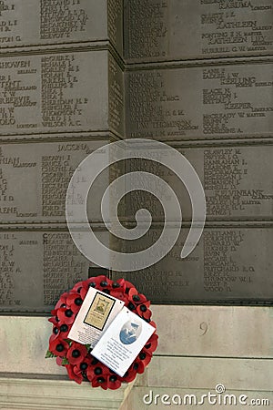 Plaque Poppy Wreath Tower Hill Memorial Editorial Stock Photo