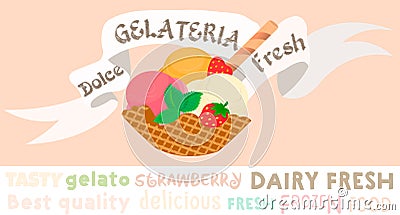 Plasemat Ice Cream theme for cafes, bars, restaurants. Vector Illustration