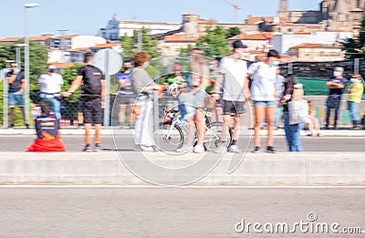 Fitness athletes pedaling their bikes during a national Triathlon, swimming, cycling and running events. Editorial Stock Photo