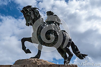 Statue equestre Alfonso VIII of Castile. Noble king of Castile defeated the Almohad in the battle of Las Navas de Tolosa Editorial Stock Photo