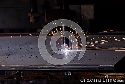 Plasma cutting of metal with a cnc. Stock Photo