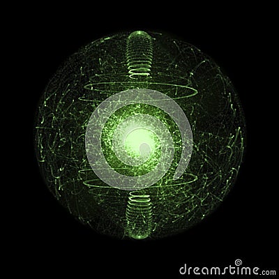 Plasma Globe With Spiral Wire Attached To Produce High Energy Particle Discharge Stock Photo