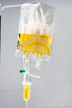 Plasma transfusion in hospital Stock Photo