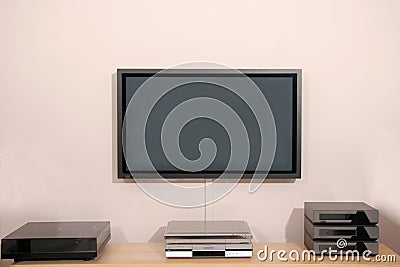 Plasma TV Screen with HiFi Stock Photo