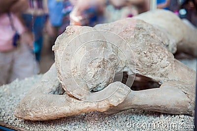 Plaster cast body of a female victim of the ancient city of Pompeii Editorial Stock Photo