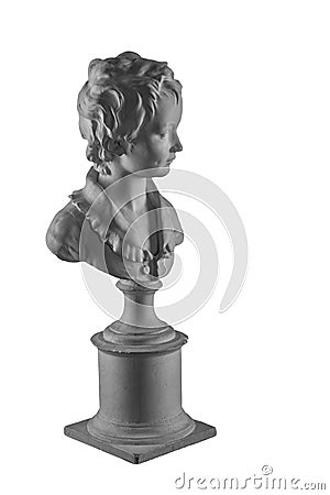 Plaster figure of a boy bust, portrait Brozhinar Alexander, son of the architect Bronyart. Stock Photo