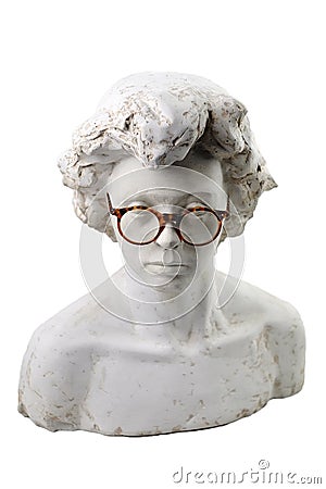 Plaster head with glasses Stock Photo