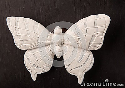 Plaster relief butterfly frame Stock Photo