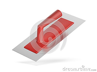 Plastering trowel with red plastic handle Stock Photo