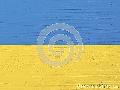 Old grunge plastering wall with blue and yellow collors Stock Photo