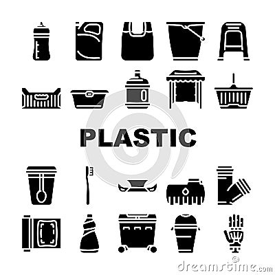 Plastic Accessories Collection Icons Set Vector Vector Illustration