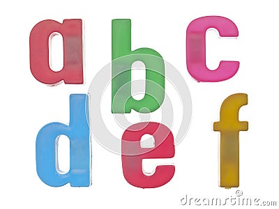 Plastic alphabet letters abcdef Stock Photo