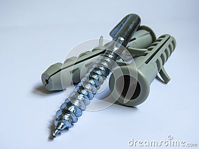 Plastic anchors with hook screws Stock Photo
