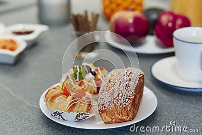 Plastic artificial food close up in the studio cuisine. Food shooting concept Stock Photo