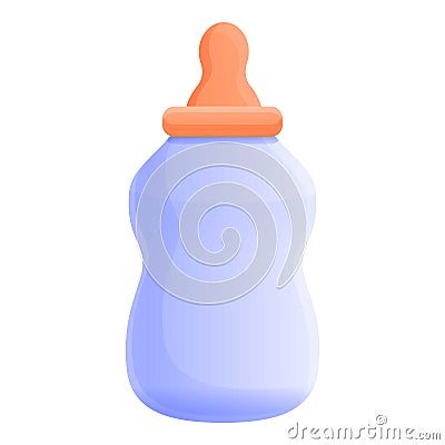 Plastic baby milk bottle icon, cartoon style Vector Illustration